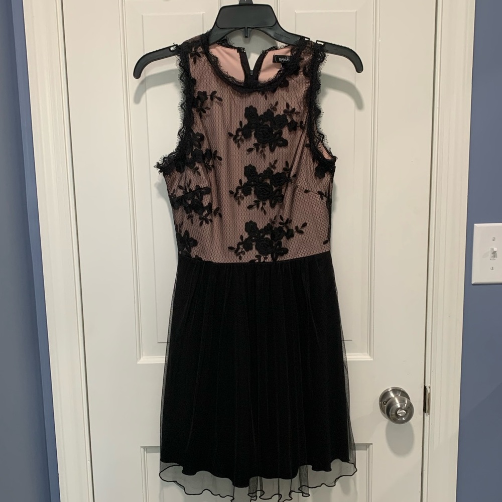 Black lace mini formal dress